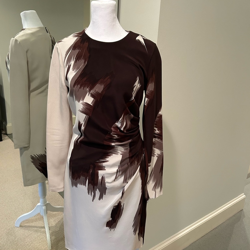 Gucci Brown and Cream Long Sleeve Dress